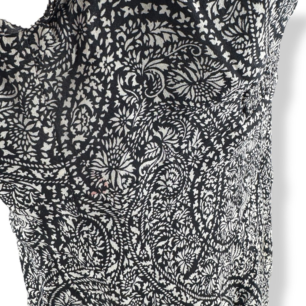 Womens 100% Silk Babydoll Top Size 10 Romantic Peasant Paisley Feminine Blouse - Picture 9 of 12